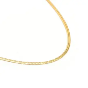 C002G B.Tiff 2mm Herringbone Gold Plated Chain Necklace