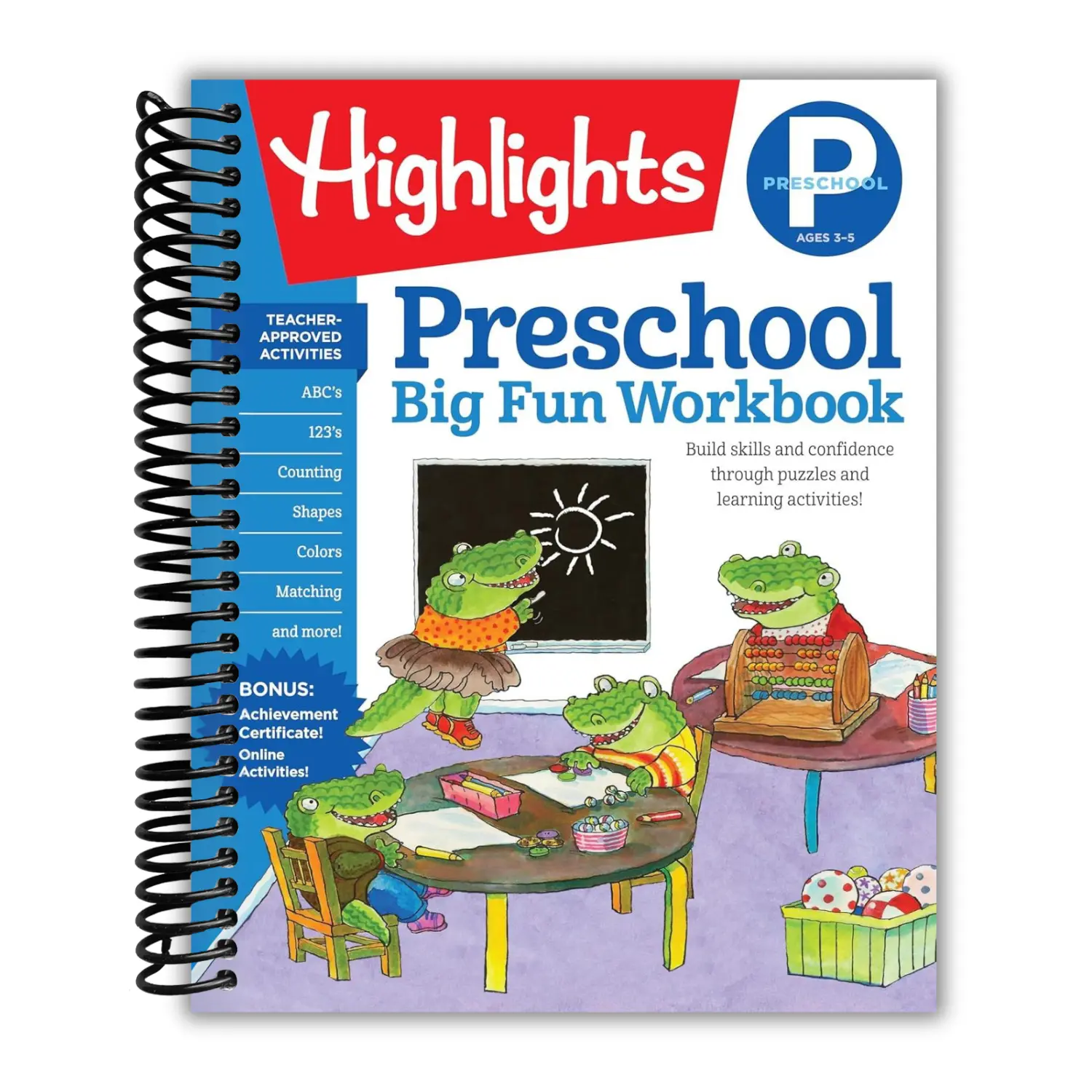 Preschool Big Fun Workbook: 256-Pages of Language Arts, Math and Shapes Practice, Puzzles and Preschool Activities (Spiral Bound)