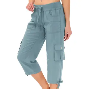 NewWomens Capris with Pockets Loose Fit Casual Capri Pants Dressy Lightweight Ladies Baggy Cargo Pants for Hiking