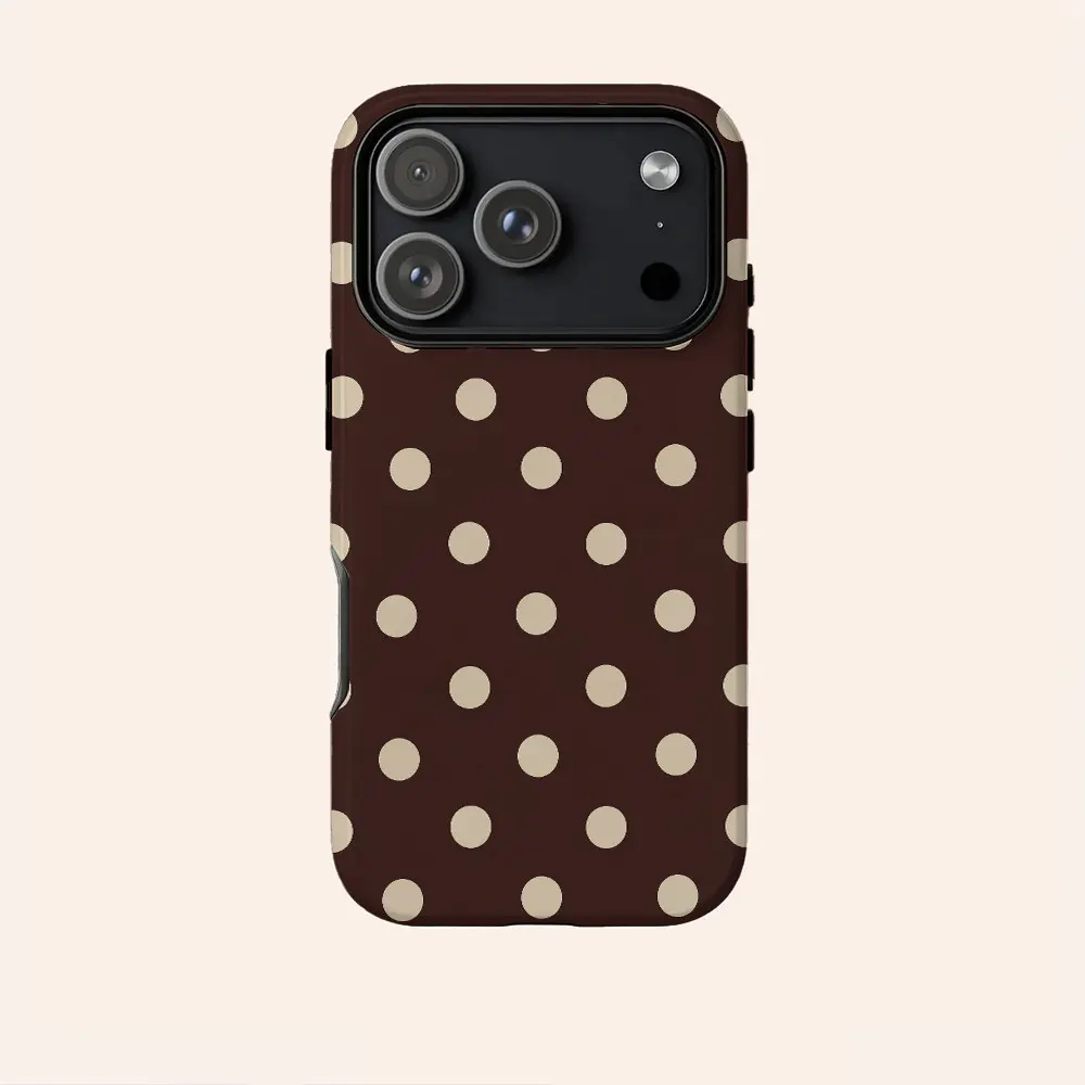 Brown base with white polka dots Phone Case for use with iphone 17 air 16 pro max 15 plus 14 pro 13/12/11 Film 2-in-1 hard shell design phone cases for iphone X/XS XSMAX XR 7/8 PLUS for aesthetic Y2K phone case