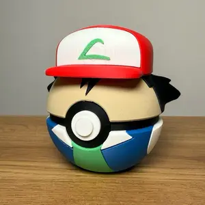 Trainer Ash Ball - Made to Order, 3D Printed Pokeball Figure, High-Quality PLA