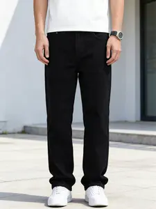 Jeans Men's straight leg jeans, comfortable mid waist casual jeans, business comfortable fashionable versatile jeans