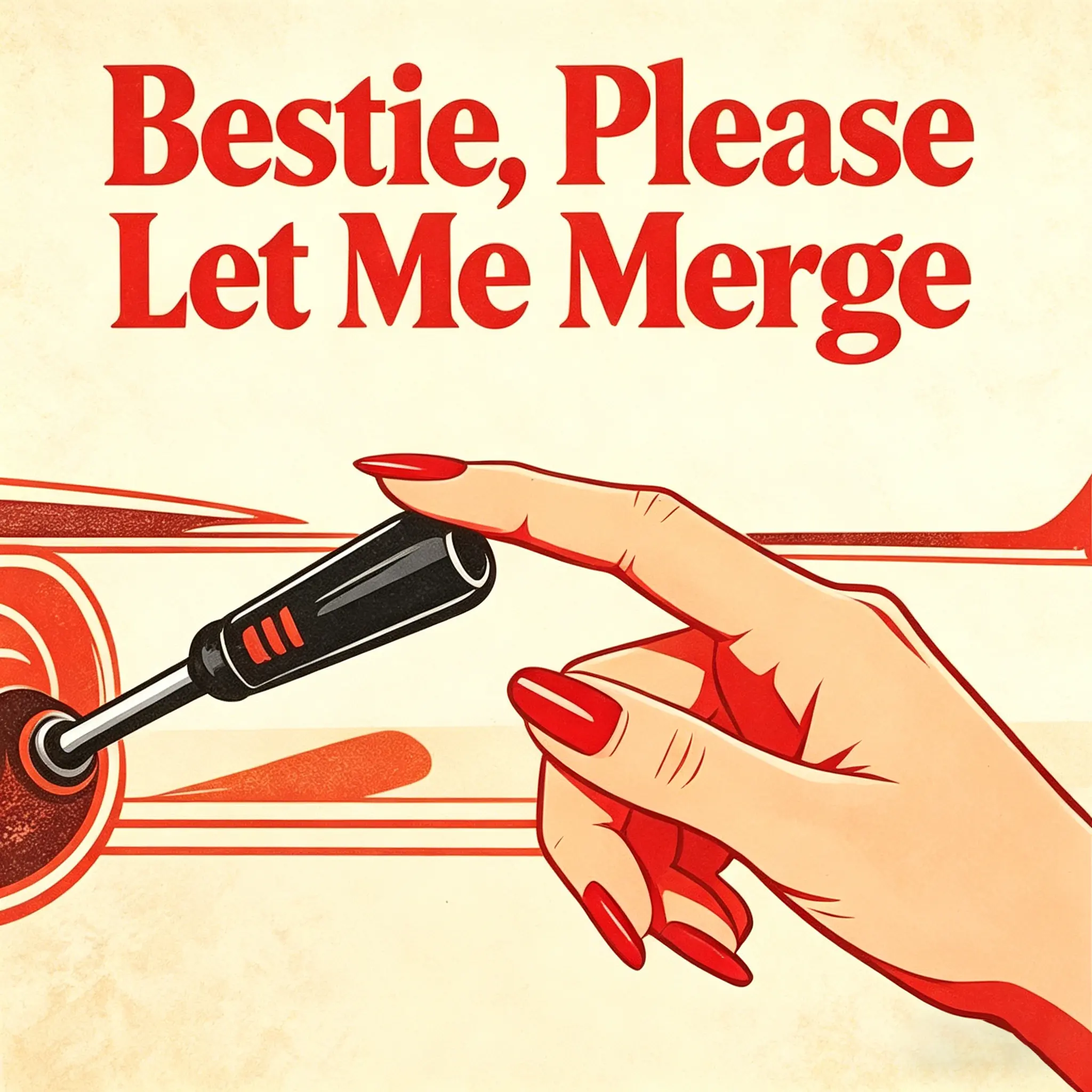 Funny "Bestie, Please Let Me Merge" Retro Comedy Magnet Car Sticker - UV Resistant, Weatherproof, Flexible Mag., Removable, No Residue Automotive Decal for Rush Hour, All Seasons Use