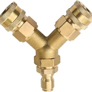 Tool Daily Pressure Washer Tee Splitter Coupler Quick Connect for 2 Spray Lance to One Power Washer with 3/8 Inch Fitting