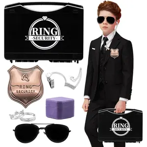 Ring Bearer  Box Gifts Ring  Wedding Set Accessory, Include Acoustic Earpiece Tube, Sunglass, Badge, Wedding Rings Box with 2 Rings