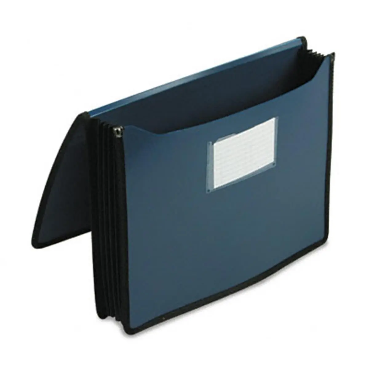 Smead 71503 Men's Premium Expandable Poly Letter Wallet - 5 in Expansion, Document Storage, Elastic Cord Closure, Flap, Heavy Embossed Cover, Navy Blue