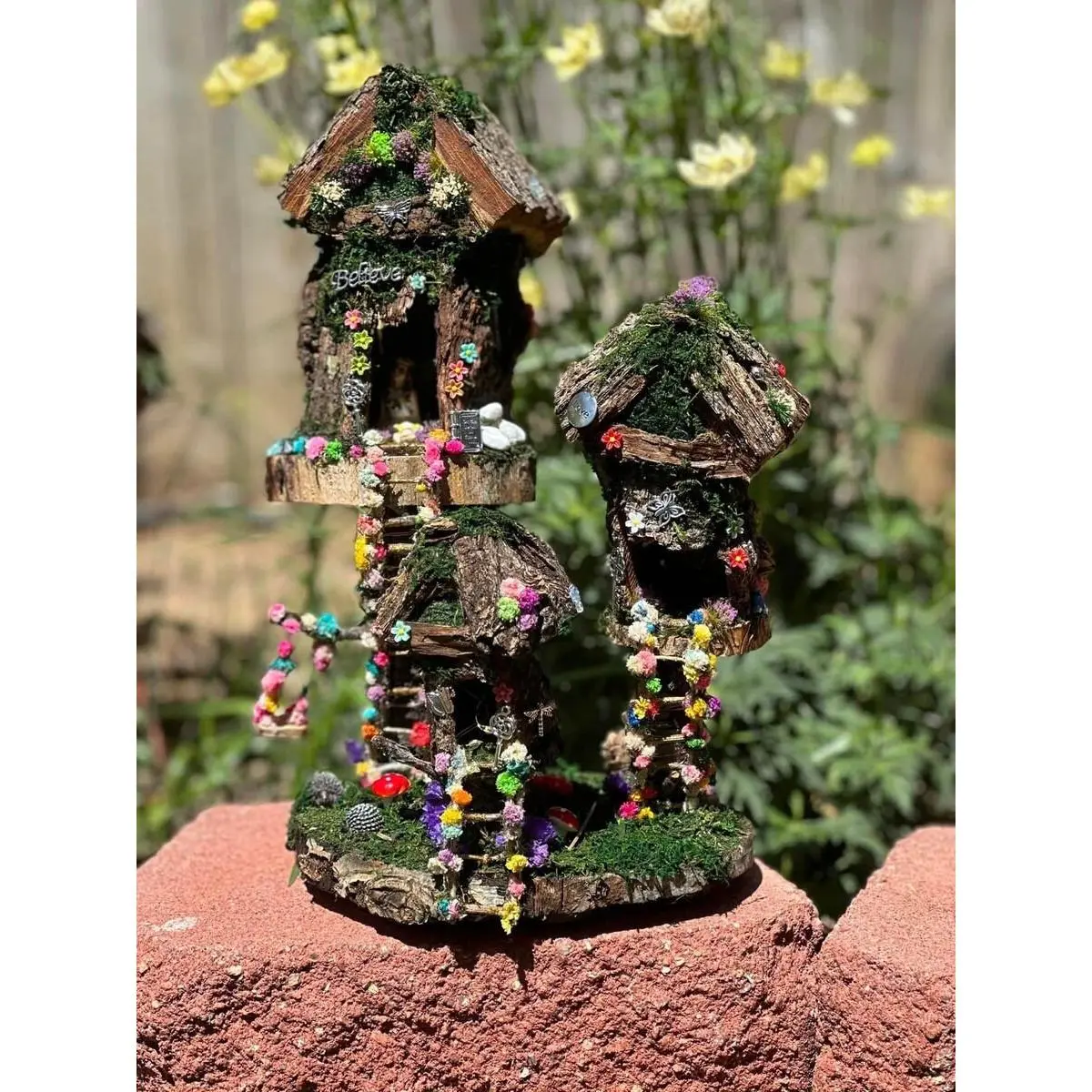 Fairy House For Little Girl Fully Decorated And Has Lights Handmade Fairy Houses Fairy Dollhouse