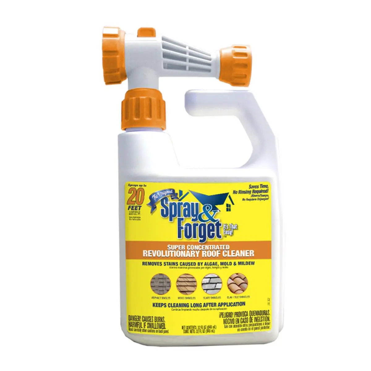 212 MAIN Concentrated Liquid Multi Surface Cleaner - 32oz 6-Pack Household Container, No Rinse Mildew Stain Remover for Roof, Shutters, Decking