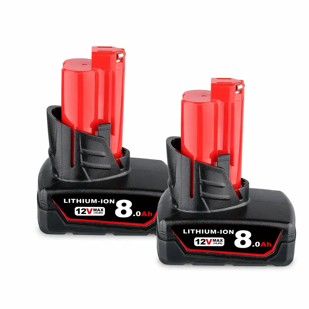 2-pack 12V MAX 8.0Ah 8000mAh Lithium-Ion Replacement Battery Compatible with Milwaukee M12, 8000mAh Rechargeable Battery Pack for Cordless Power Tools