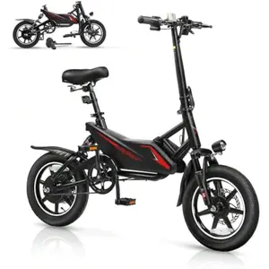 PEXMOR Electric Bike For Adults,14" Folding Ebike 350W Motor (Peak 500W) |   Full Suspension |   36V 6AH Battery, Foldable Commuter