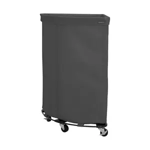 Large Duty Rolling Frame Laundry Hamper Canvas Cart Bin, w/Wheels for Hotel, Home, Closet, Bedroom, Gray, Corner 17.7" D x 24.0" W
