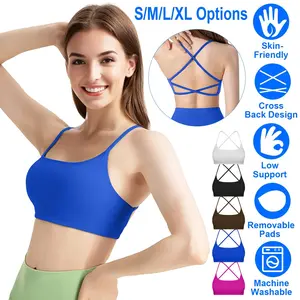 1Pc/3Pcs Women Cross Back Sport Bras Padded Strappy Crop Open Back Low Impact Bras Sexy Fitness Tank Tops