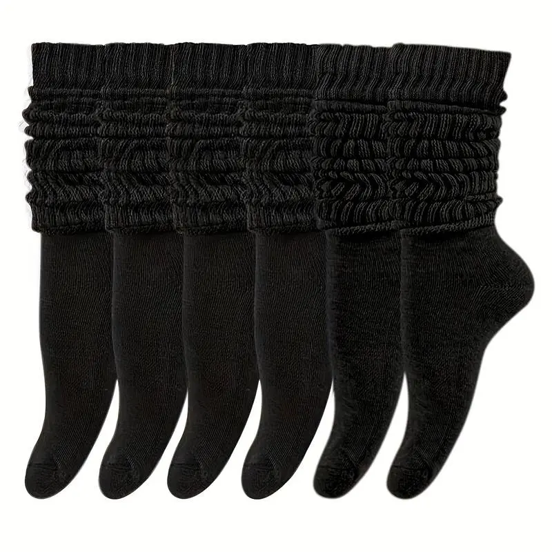 6 Pairs Women Slouch Socks Soft Knee High Scrunch Slouchy Socks Knit Tube Extra Long Socks for Women
