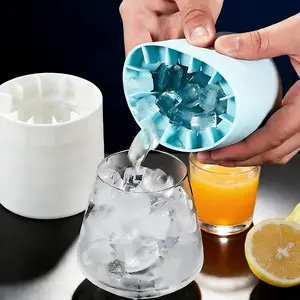 Buy 1 Get 1 Free Silicone Ice Cube Maker Cup, Easy Release Ice Mold with Lid, Stackable & BPA-Free Ice Tray for Freezer, Whiskey, Cocktails & Baby Food Reusable Ice Cube Trays
