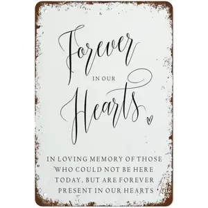 Forever in Our Hearts Sign, Printable, Memory Sign, in Loving Memory, Wedding Sign, in Memory of, We Know You Would Be Here TodayTin Sign Vintage Wall Decor for Cafe Bar Home 12 x 8 Inch