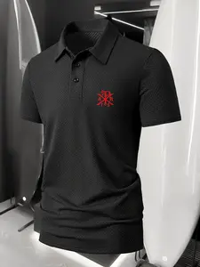 Men's Colorblock Pique Polo Shirt, Regular Fit Casual Short Sleeve Collared Top for Summer, Fashion Men's Clothes for Daily Wear