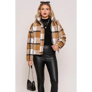 Plaid Print Puffer Jacket