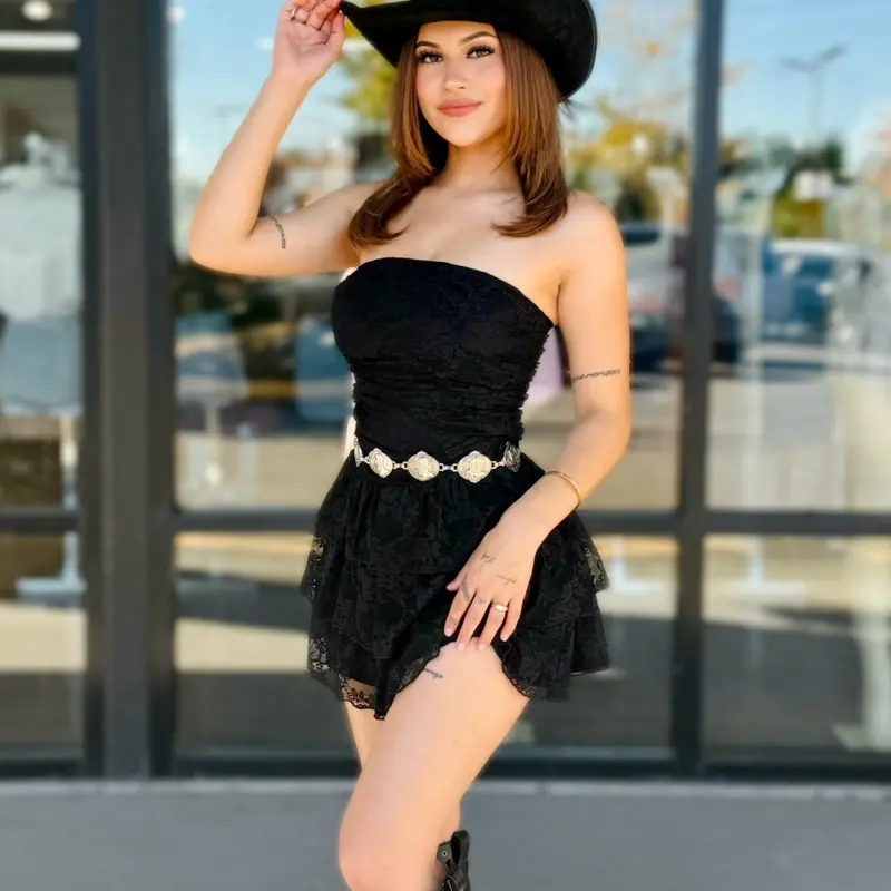 Lace Ruffle Dress Western - Black & Red Color Options for Western Style  Fashion - TikTok Shop