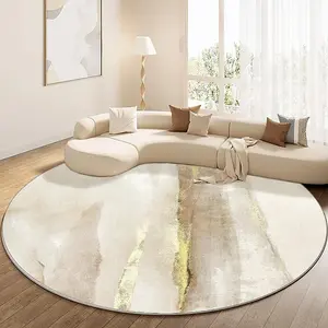 Round Abstract Art Pattern Rug, Modern Indoor Rug, Decorative Area Rug, Non-slip Soft Floor Mat, Decorative Carpet for Home Living Room Bedroom, Foldable & Washable Floor Mat, Household Decorative Rug