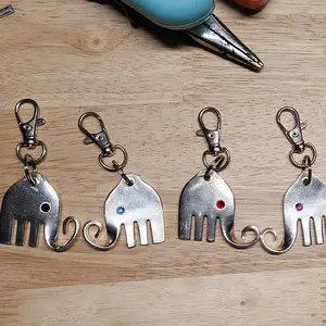 Elephant Fork Keychains - Vintage Design, Customizable Eyes