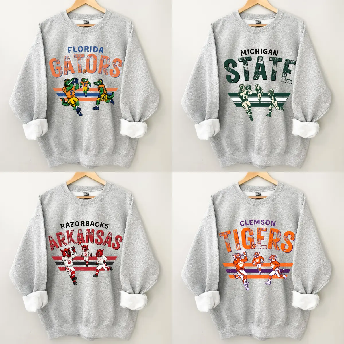 All Team Football Sweatshirt, Vintage Style College Football Graphic Tee, Retro Unisex Pullover, Comfort Colors Shirt, Fan Gift, Casual Sporty Top, Football Lovers Apparel