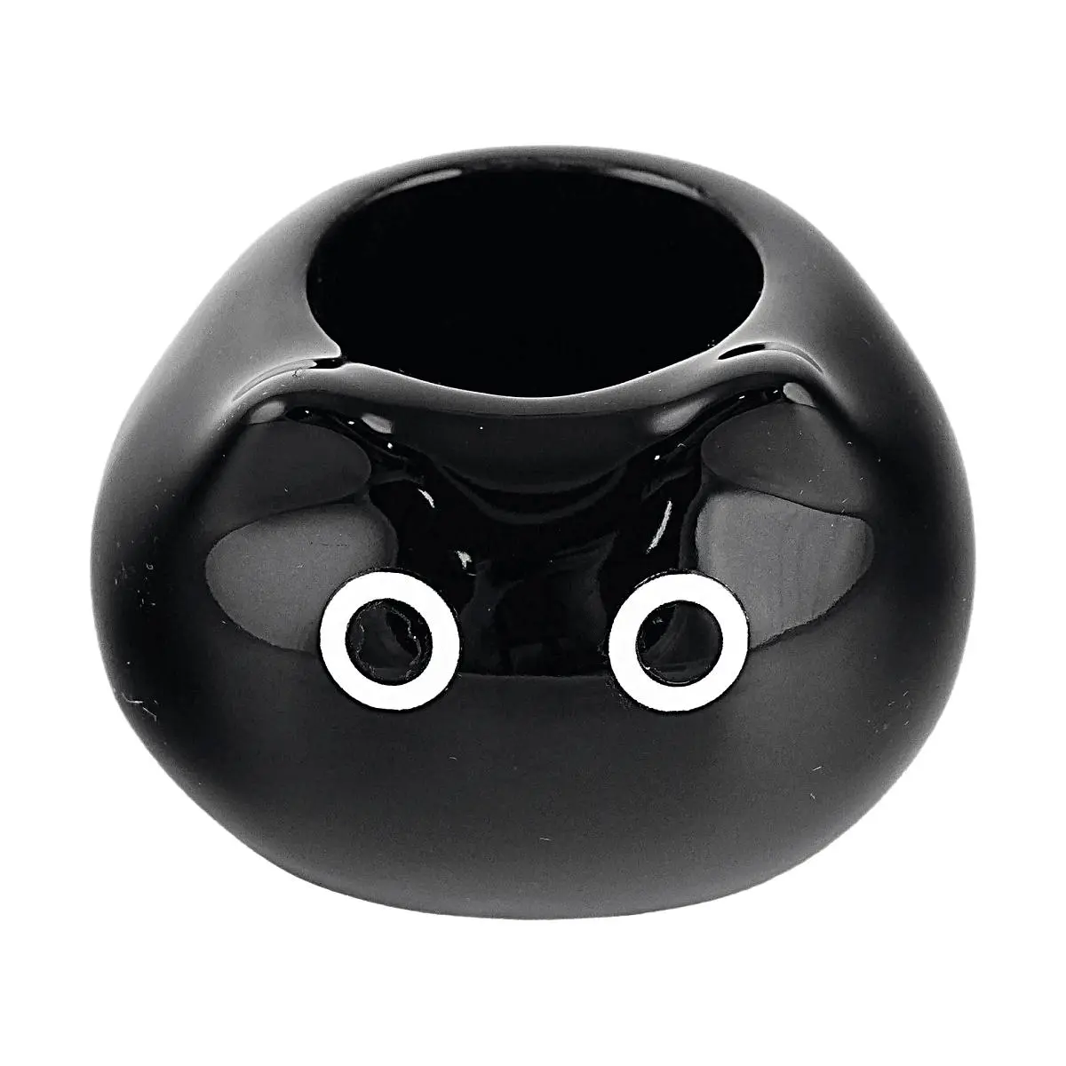 Modern Single-Hole Minimalist Black Ceramic Toothbrush Holder, Anti-Tip Base Bathroom Organizer for 1 Toothbrush, Compact 5x8cm, Tabletop