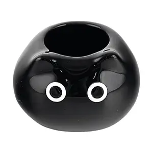 Minimalist Black Ceramic Toothbrush Holder Single Hole - Sleek Bathroom Organizer for 1 Toothbrush - Compact 5x8cm