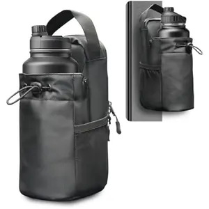 Magnetic Gym Bag for Men and Women, Magnetic Water Bottle Holder with Strap and Phone Pocket, Powerful Magnet Crossbody Bag for Gym Accessories, Gym Gifts for Women and Men(Black, <45 OZ)