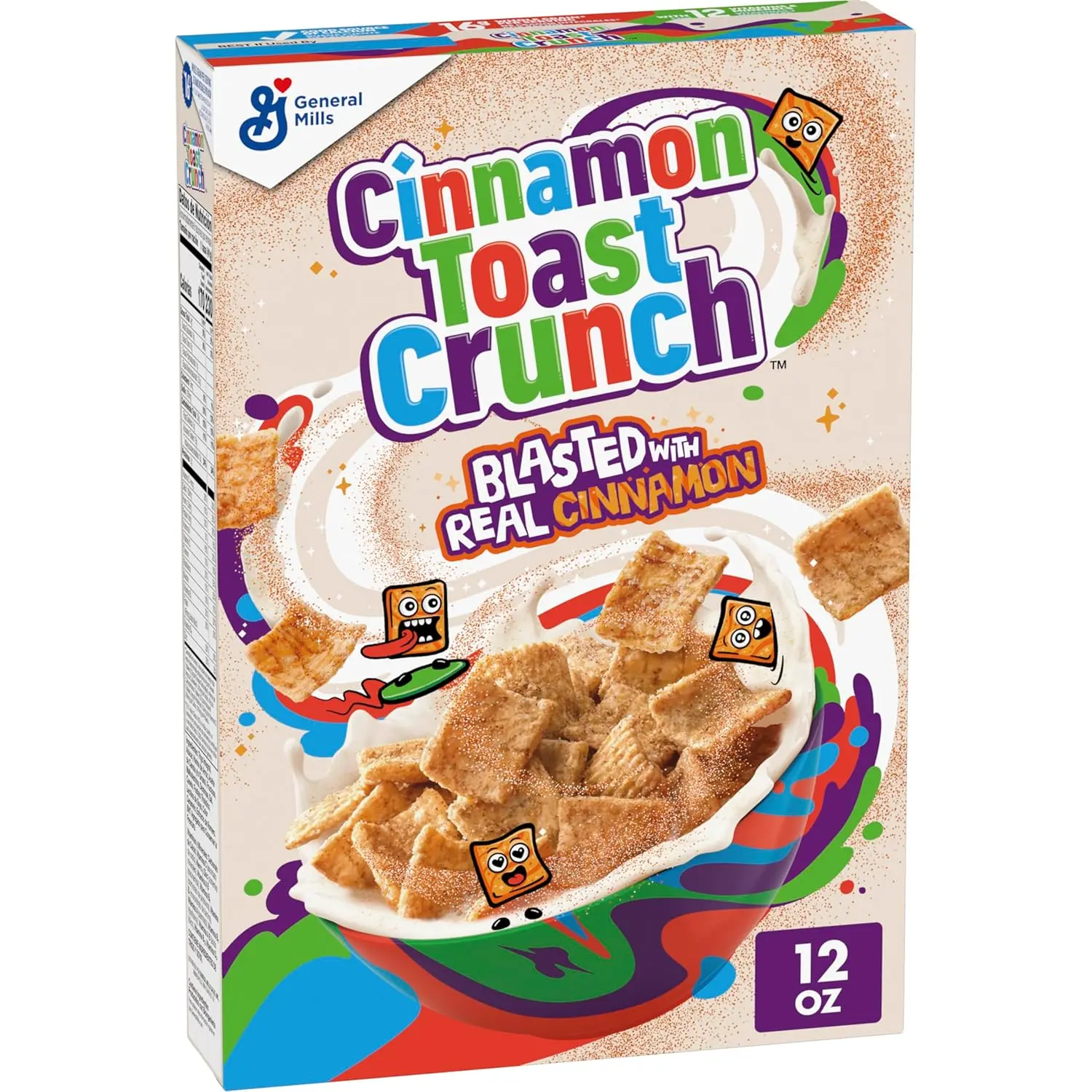 Cinnamon Toast Crunch Breakfast Cereal, Crispy Cinnamon Cereal, 12 oz | 16g Whole Grain, Good Source of Calcium, 12 Vitamins & Minerals, No High-Fructose Corn Syrup or Artificial Flavors