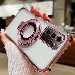 Note20 Ultra Popular Phone Holder Protective Case For Compatible With Samsung Galaxy Note 20 Ultra Transparent Plating Cover and Shockproof Circle Protector Cases