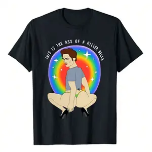 Funny T Shirts For Men, This Is The Ass Of A Killer Bella Retro Shirt, Inappropriate Shirt, Funny Meme Shirt, Offensive Shirt cotton Streetwear Casual Crewneck Top Round Neck Menswear Fitness Natural Short Black Sleeves