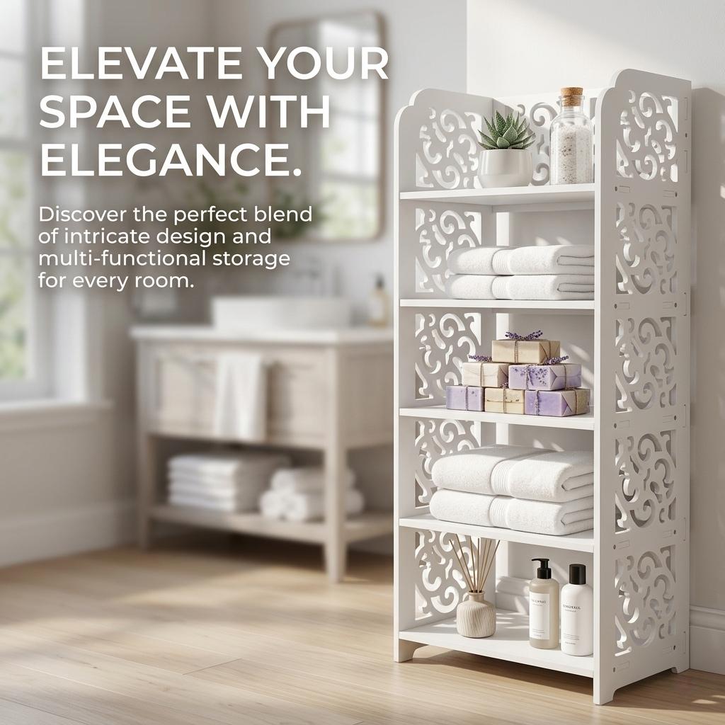 WPC Board 5-Layer Multi-Functional Rack - 16.5×9.4×31.5 Inches, Vertical Slim Storage Rack, Multi-Tier Storage Cabinet, Multi-Functional, Simple Design, Large Capacity, Sturdy and Durable portable closet storage organizer wardrobe wooden shoe