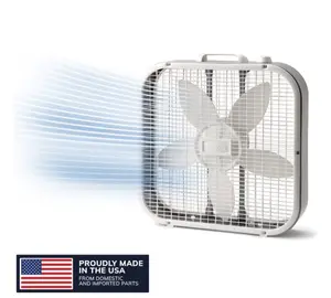 Lasko 20" Classic Box Fan with Weather-Resistant Motor, Portable Cooling Floor or Window Fan, 3 Speeds, White, B20200