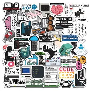 50pcs Programmer Stickers Pack, Funny Coding Geek Tech Laptop Waterproof Decals for Software Engineer, Computer, Water Bottle and Scrapbooking