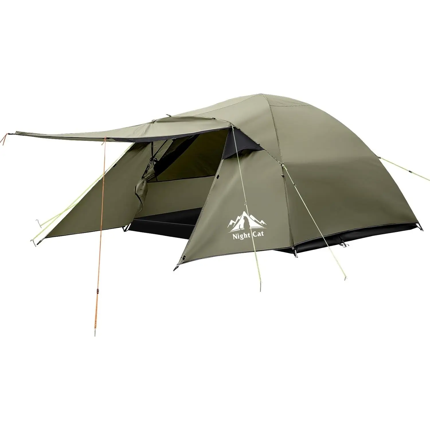 Night Cat Camping Tent 2-3 Persons with Porch Double Layers Waterproof Easy Clip Setup 7x6x4.3ft Outdoor Shelter Tent for Family Backpacking Essentials, Waterproof Tent Canopy, Outdoor Tents, Windproof Portable Tent