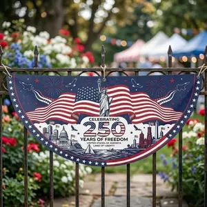 USA Semicircle Fence Flag 250 Years Freedom Outdoor Bunting Banner