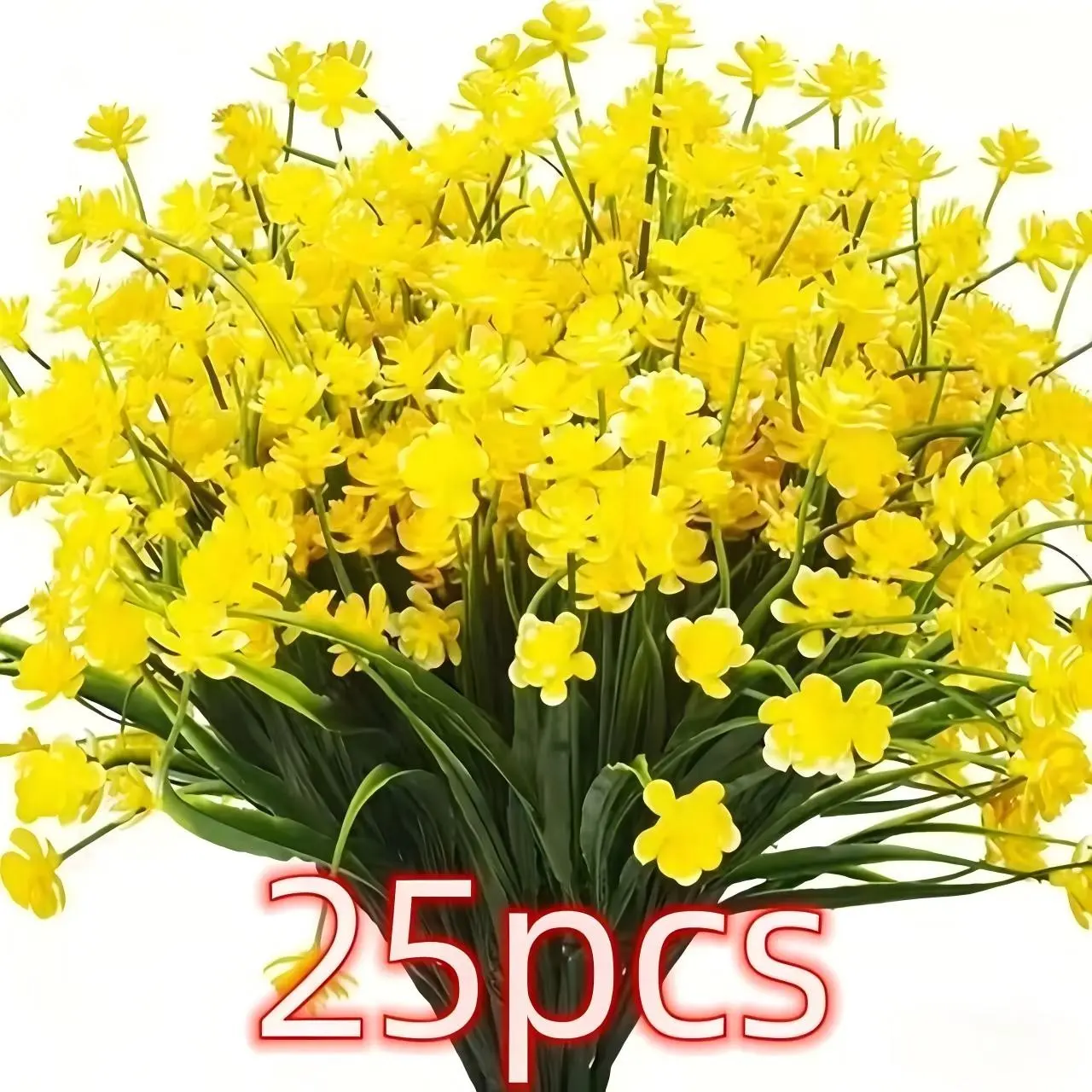 Outdoor Artificial Flowers, 25 Bunches UV Resistant Fake Plants Bushes for Outdoor Hanging Pots Home Garden Decoration, Decorative Fake Flowers, Plastic Faux Flowers, Fake Flowers Bouquet