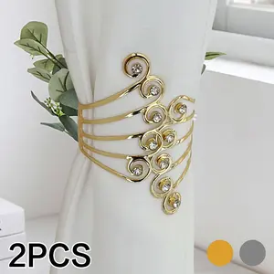 Adjustable Metal Curtain Tiebacks with Rhinestones, Home Decor Simple Fashion, Set of 1 Pair, Contemporary Style, Interior Decoration Accessories