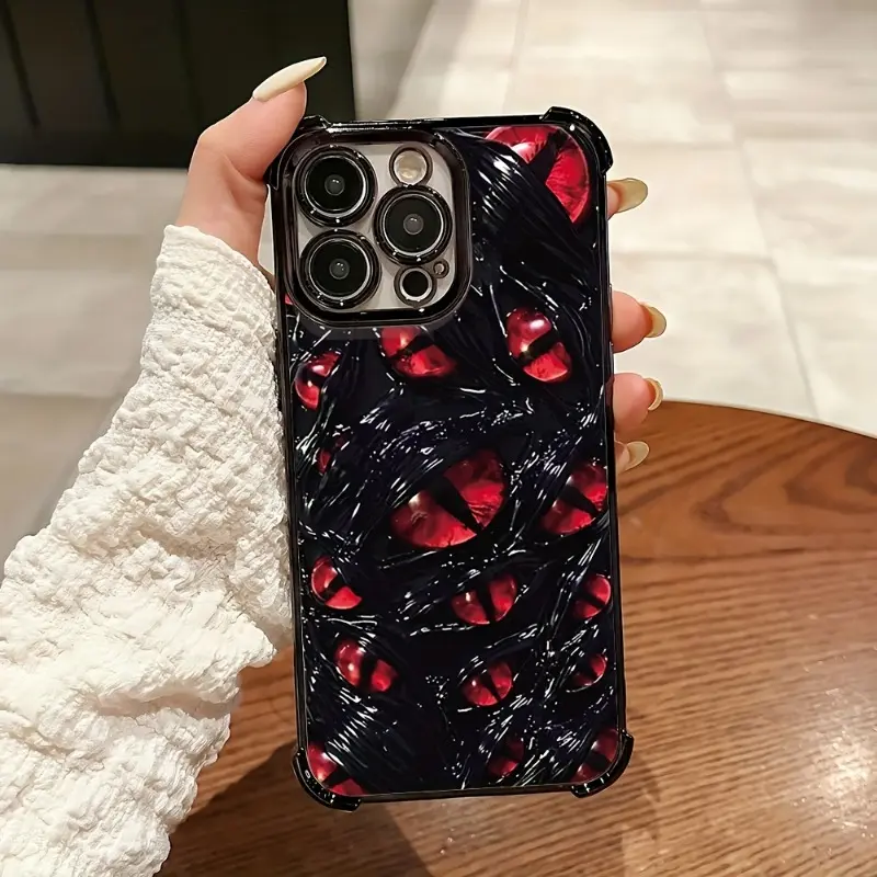 Devil's Eye Pattern Four Corner Anti-Fall Phone Case Transparent Electroplated Protective Cover for IPhone 16 Pro Max 15 Plus 14 13 12 11 E