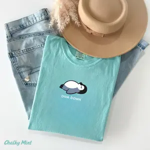 Comfort Colors Diva Down Penguin Shirt, Funny Animal Graphic Tee, Cute & Sassy Penguin Apparel, Trendy Retro Graphic Top