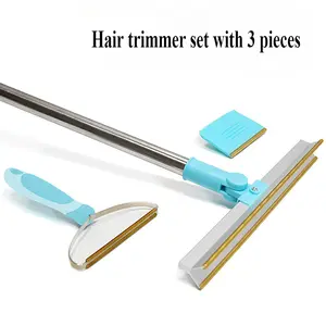 Hair Trimmer Set, 1 Set Adjustable Long Handle Pet Hair Removal Carpet Rake & Scraper, 180 Degree Rotating Head Carpet Footpad Sofa Hair Removal Brush