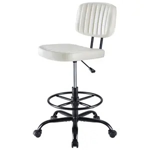 High-back office chair for Home Office- Height Adjustable Rolling Swivel Desk Chair with PU Leather, Armless Task Chair for Small Spaces, Home, Bedroom, Student & Vanity Use