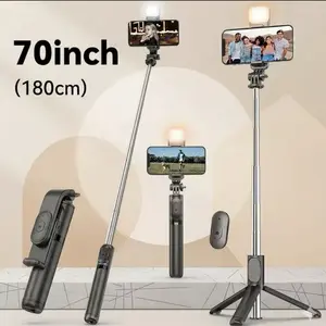 70'' Selfie Stick Tripod with Ring Light & Bluetooth Remote – Extendable Phone Stand for Vlogging, Live, Travel, iPhone/Android