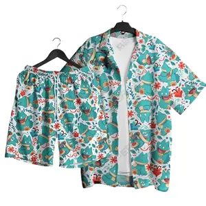 Munchlax PKM Hawaiian Shirt Set – Tropical Button-Up Shirt, Summer Beach Short, Funny Unisex Vacation Outfit, Family Matching for All Ages,  Shirt Gift
