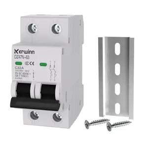 Miniature Circuit Breaker 120V/240V ac Circuit Breaker 2Pole 32Amp Smart Circuit Breaker DIN Rail Mount for Marine Power Systems,Solar photovoltaic Systems(C32A)