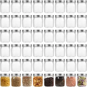 Plastic Jars With  48 count 8 oz Plastic Mason Jars  Storage for Milkshakes Juice Nuts Cupcakes (, 48 Pack 8 Ounce)