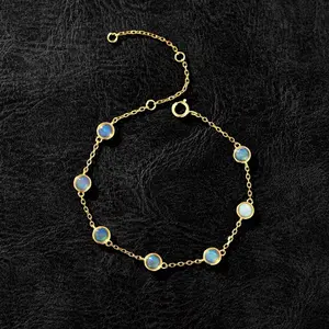 925 sterling silver set with natural opal bracelet for women. Exclusive, high-end design, simple, versatile, and stylish accessory bracelet.