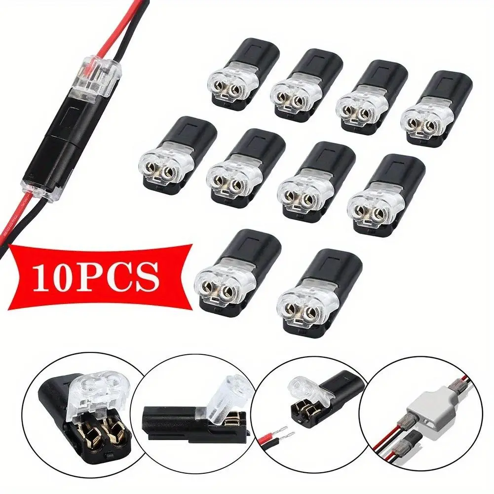 10/20pcs H-Type Socket Quick Cable Connector, Dual Connector Accessory, 2-Pin Plug Car Wire Cable Terminal, Electrical Connector Strip Terminal Connection