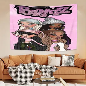 Bratz Tapestry, Exquisite Patterns, Soft Fabrics, Perfect for Sofa or Bed Decoration, Comfortable Home Decoration, Bohemian Home Decoration