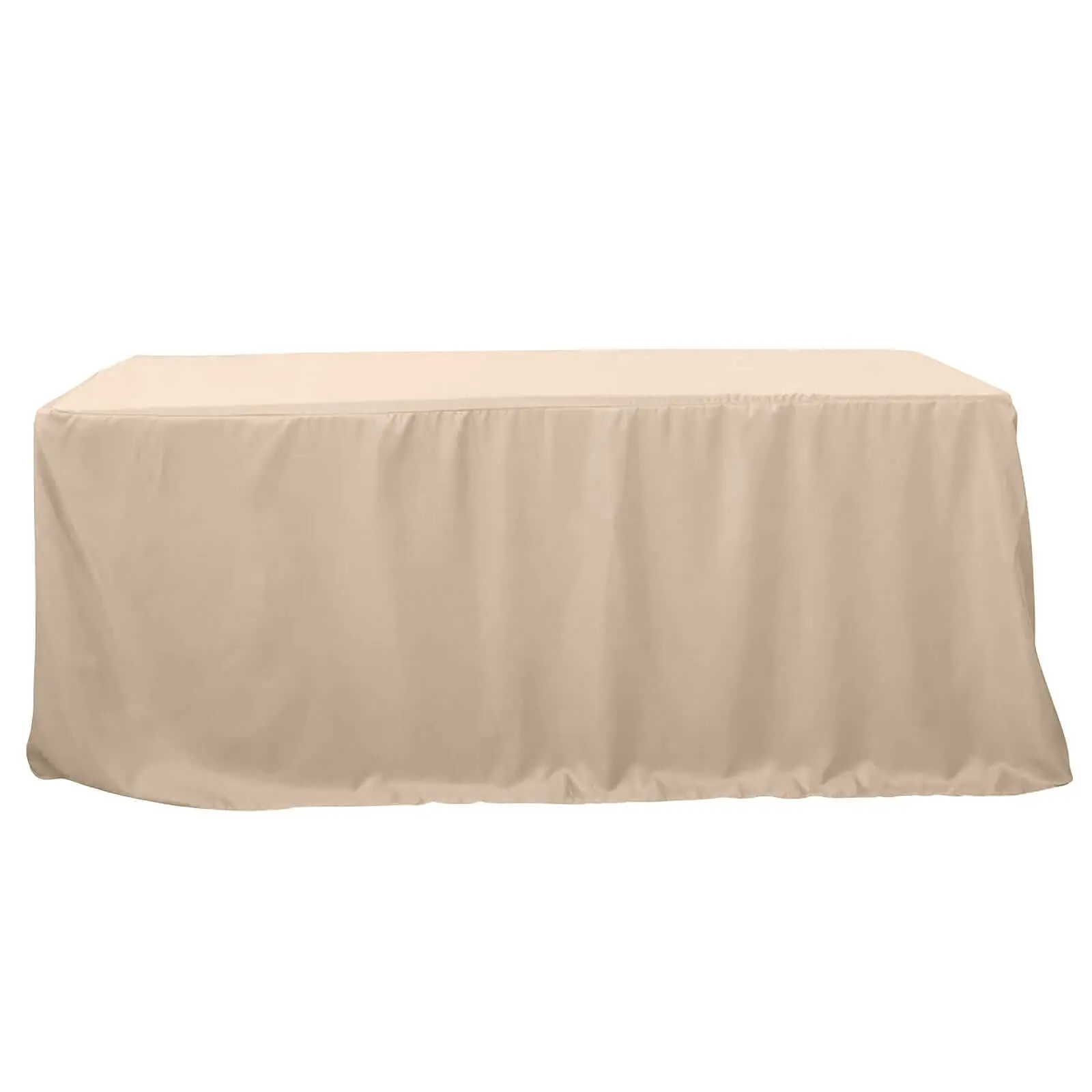 Fitted Polyester Rectangle Tablecloth - 96"x30", Nude, Durable, Easy-to-Maintain Outdoor Table Cover for Furniture